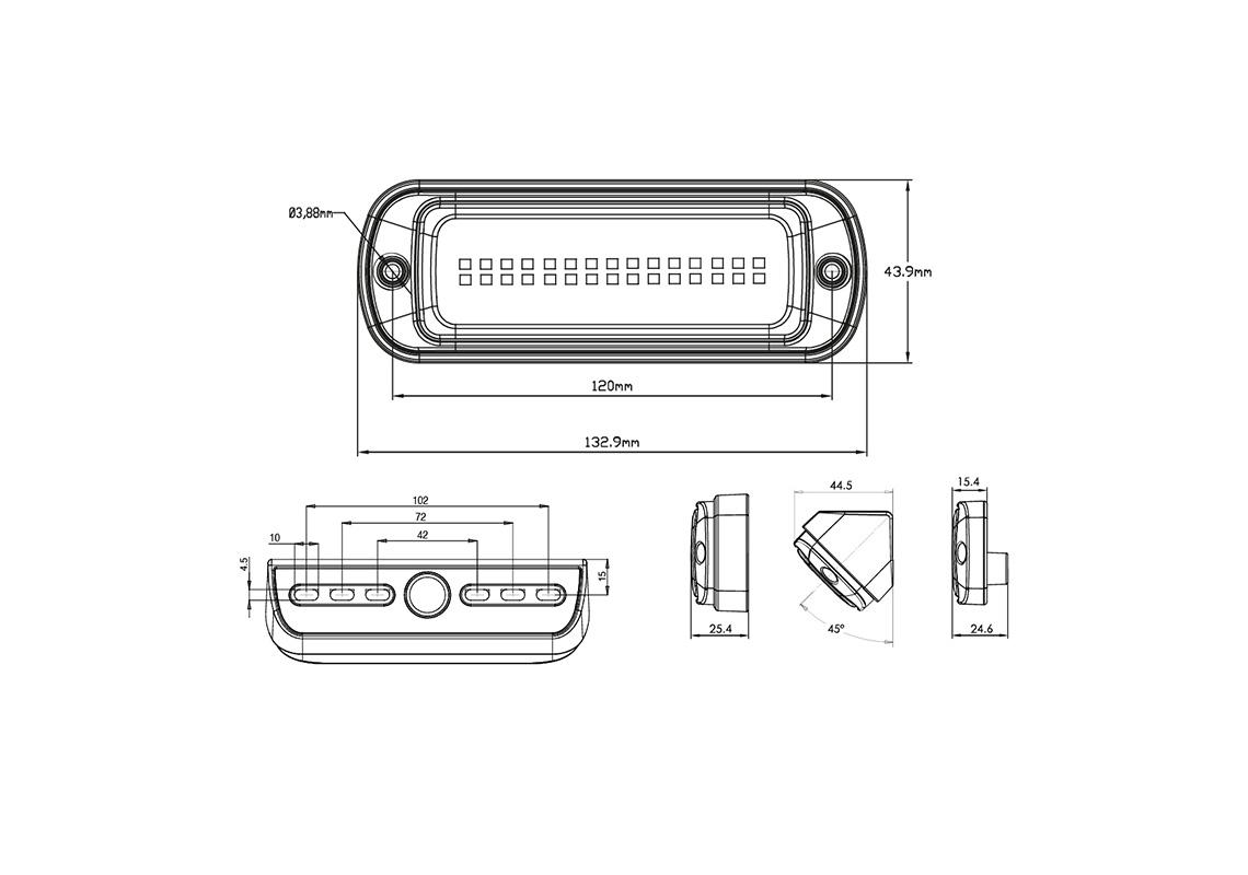 LUCE DA LAVORO PIATTA A LED 12/24V